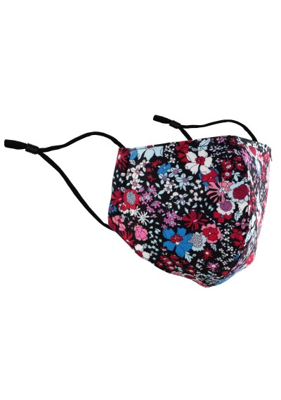 Mundschutzmaske buntes Blumenmuster pink - Mundschutzmaske buntes Blumenmuster pink -