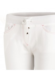  - Lockere Damenhose in weiß/dunkelrosa