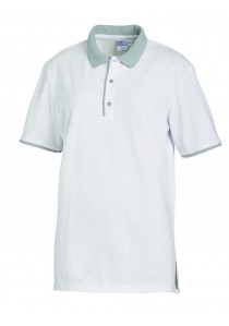 Weißes Unisex Poloshirt mit silbergrauem Kontrast