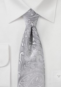  - Krawatte gediegenes Paisley-Muster silber