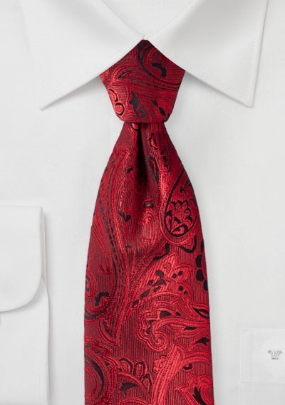 Krawatte kultiviertes Paisleymuster rot schwarz - 