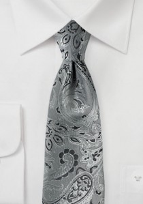  - Krawatte kultiviertes Paisley silber schwarz