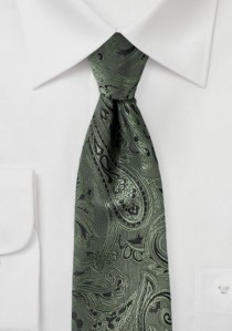  - Krawatte elegantes Paisleymuster oliv schwarz