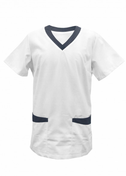  - Kasack weiß mit Besatz Graphit