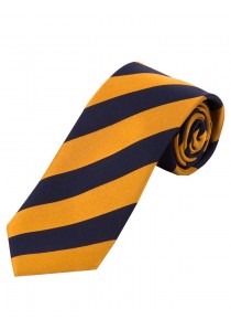 Schmale Krawatte Blockstreifen orange nachtblau
