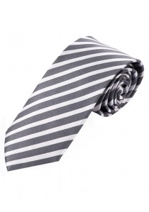  - Schmale Krawatte Blockstreifen weiß silber