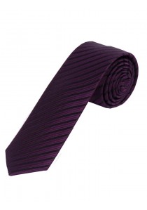 Schmale Krawatte dünne Streifen nachtschwarz violett