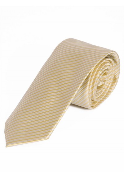 Schmale Krawatte dünne Streifen weiß gelb - 