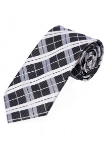  - Glencheckmuster-Krawatte  schmal schwarz weiß