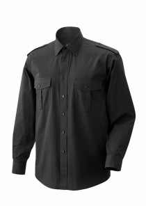 EXNER Pilotenhemd mit Schulterklappen in schwarz