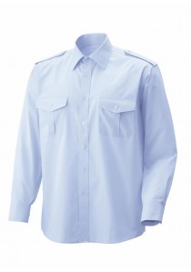 EXNER Pilotenhemd mit Schulterklappen in hellblau