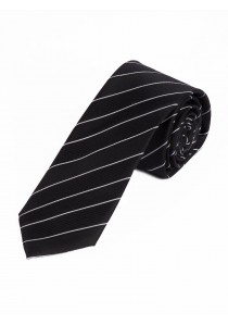  - Lange Krawatte dünne Streifen schwarz weiß