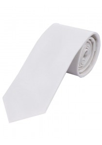  - Überlange Satin-Krawatte Seide einfarbig weiß