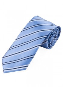  - Lange Krawatte dünne Streifen hellblau weiß
