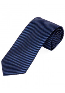  - Lange Krawatte monochrom Streifen-Struktur blau