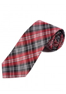  - Lange Karomuster-Krawatte schwarz weiß und rot