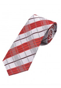 Überlange Schottenkaro-Krawatte silber rot