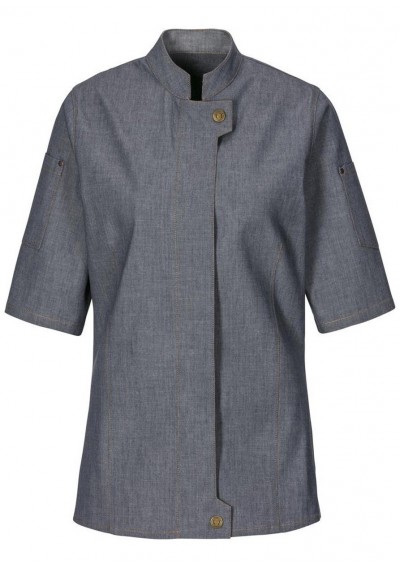 Sommerliche Chambray Kochjacke in Navy - Sommerliche Chambray Kochjacke in Navy -