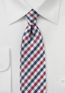 Krawatte Vichy-Karo rot navy