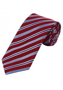Sevenfold-Krawatte streifig rot hellblau weiß