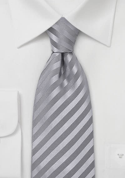 Krawatte einfarbig Streifen silber - 