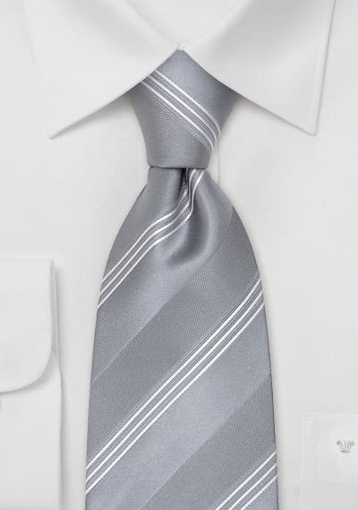 Clip-Krawatte silber Streifen - 