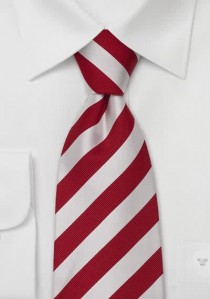  - Gestreifte Krawatte rot / silbrig-weiß