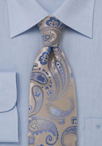  - Krawatte Paisleys beige himmelblau