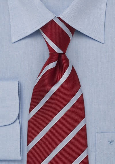 Krawatte Streifen hellblau kirschrot - 