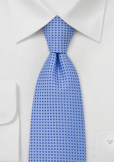 Krawatte Kästchen Muster hellblau - 
