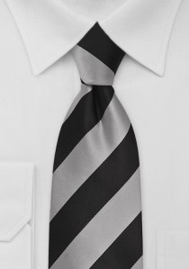  - Krawatte Streifen schwarz silber
