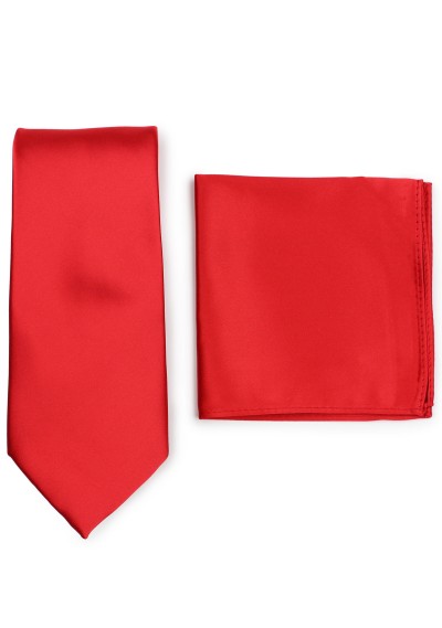 Krawatte und Ziertuch im Set - rot - 