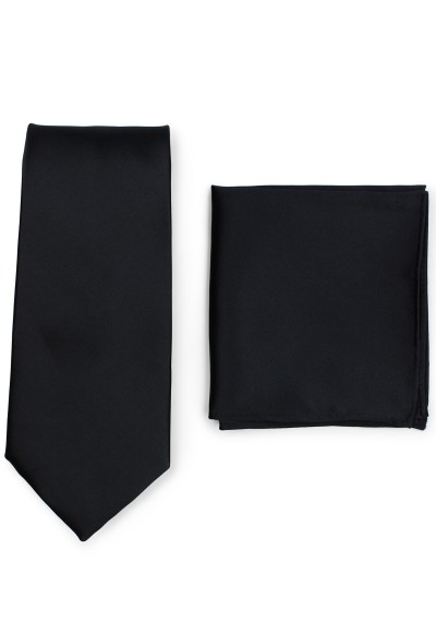 Krawatte und Kavaliertuch im Set - schwarz - 