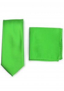 Krawatte und Kavaliertuch im Set - giftgrün