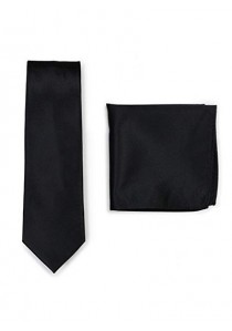Set Krawatte Einstecktuch schwarz strukturiert