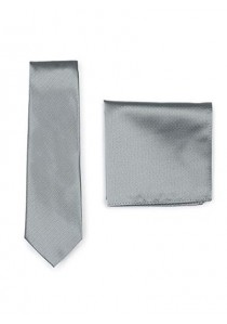 Set Krawatte Ziertuch silber strukturiert
