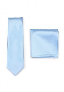 Set Krawatte Einstecktuch eisblau strukturiert