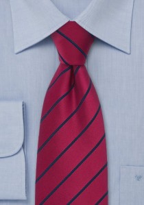  - Krawatte gestreift nachtblau kirschrot