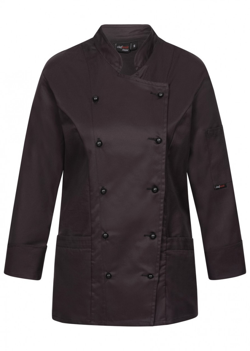 chefmade Kochjacke für Damen in schwarz