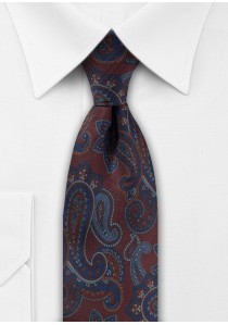 Krawatte Paisley bordeaux blau