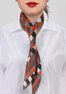  - Krawatte für Damen Vierecke rot weiß grau
