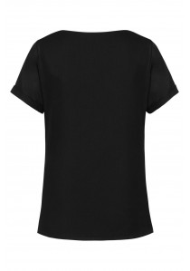 Kurzarm Chiffon-Blusenshirt (schwarz)