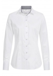  - Sportive Damen-Bluse (weiß Kontrast grau)