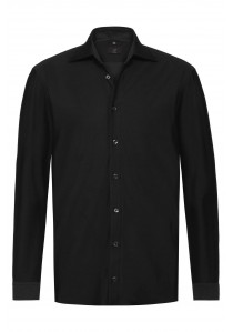 Schwarzes Herren-Hemd Jerseyhemd Regular Fit Casual