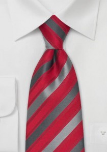  - Herren Clip-Krawatte rot grau
