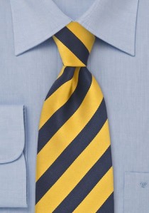 - Krawatte gelb dunkelblau Streifenmuster