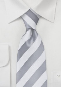  - Krawatte weiß silber Streifendesign