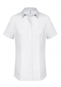  - Kurzarm Stretch-Bluse in weiß (Regular Fit)