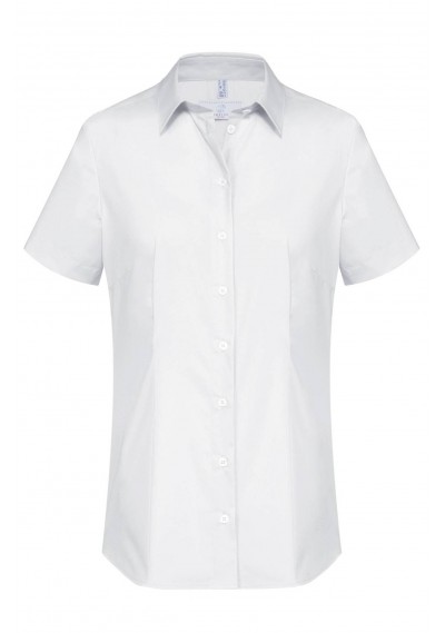 Kurzarm Stretch-Bluse in weiß (Regular Fit) - 