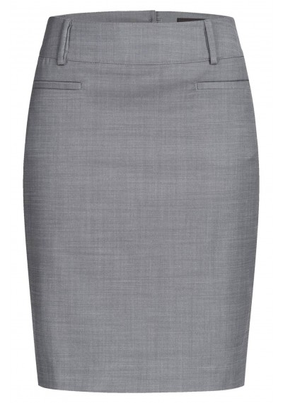 Damen Stiftrock mit breitem Bund / Grau - Damen Stiftrock mit breitem Bund / Grau -